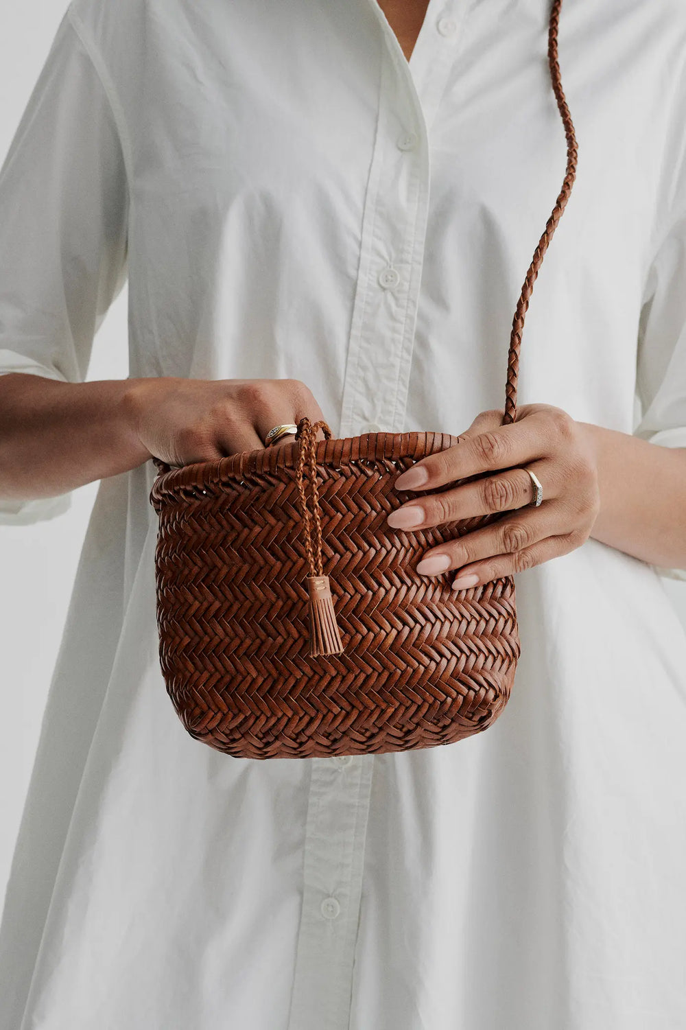 Dragon Diffusion woven leather bag handmade - Minsu Bag Tan