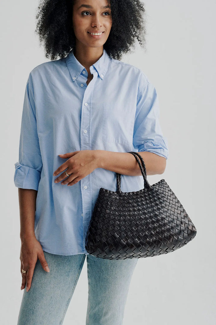 Dragon Diffusion - Santa Croce Small Black - Woven Leather Bag Handmade