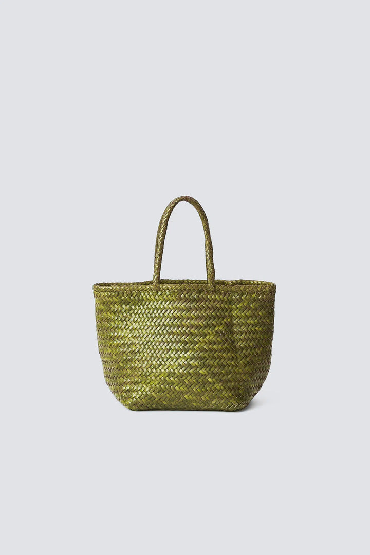 Dragon Diffusion woven leather bag handmade - Grace Basket Small Forest Green