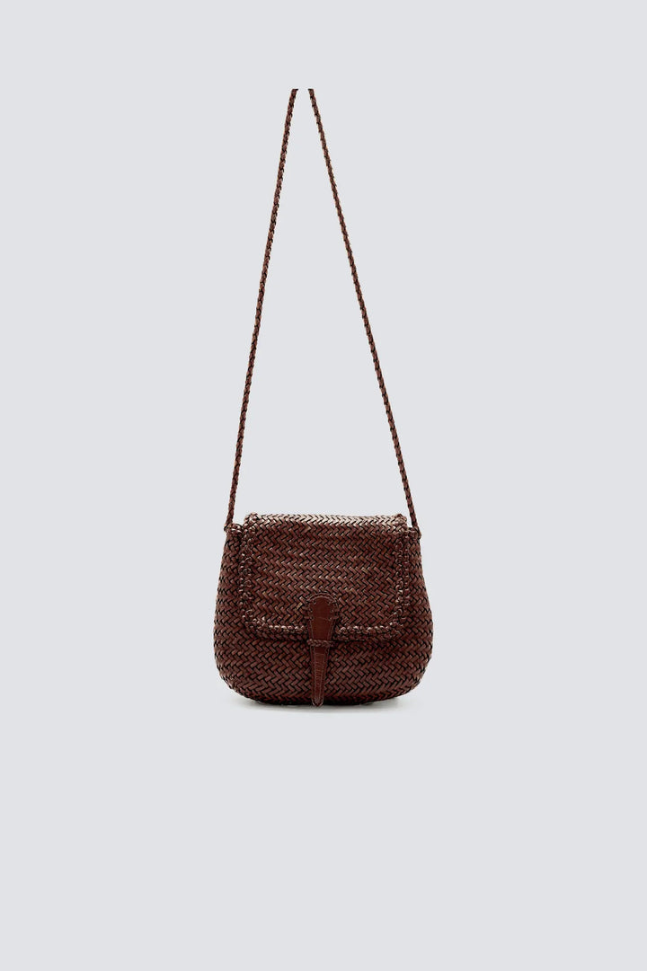 Dragon Diffusion - Mini City Bag Dark Brown - Woven Leather Bag Handmade