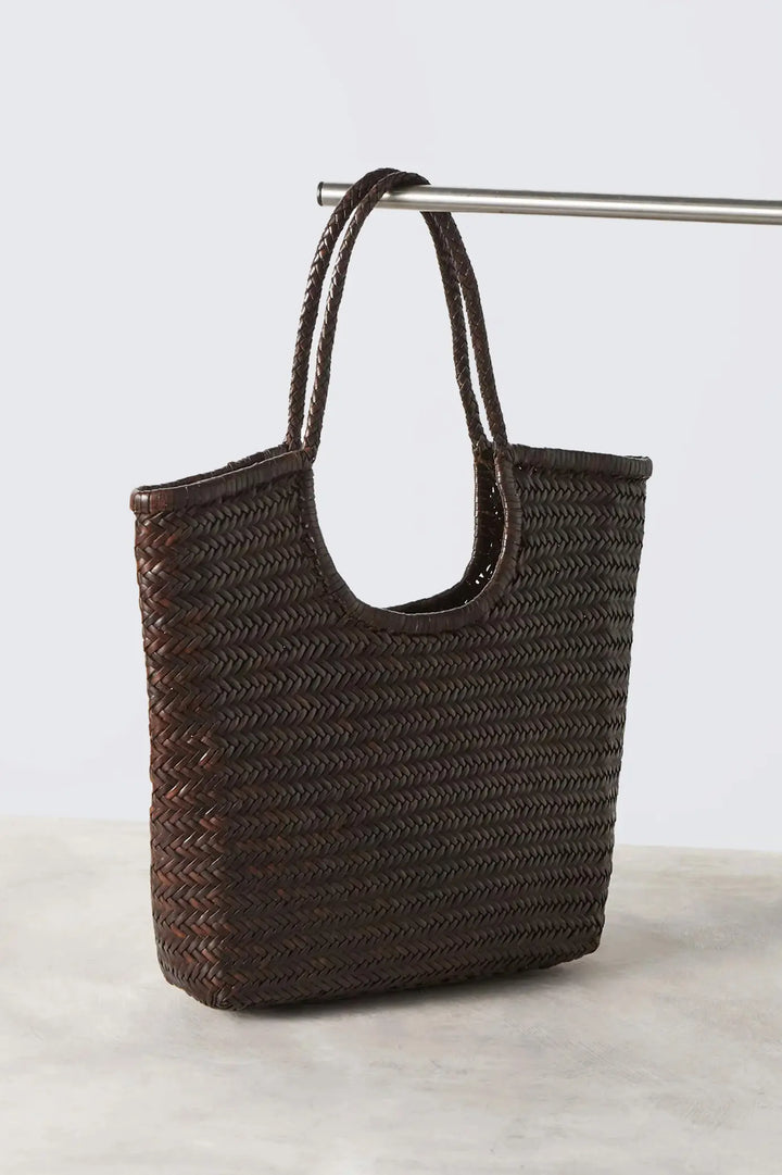 Dragon Diffusion - NS Diagonal Triple Jump Dark Brown - Woven Leather Bag Handmade