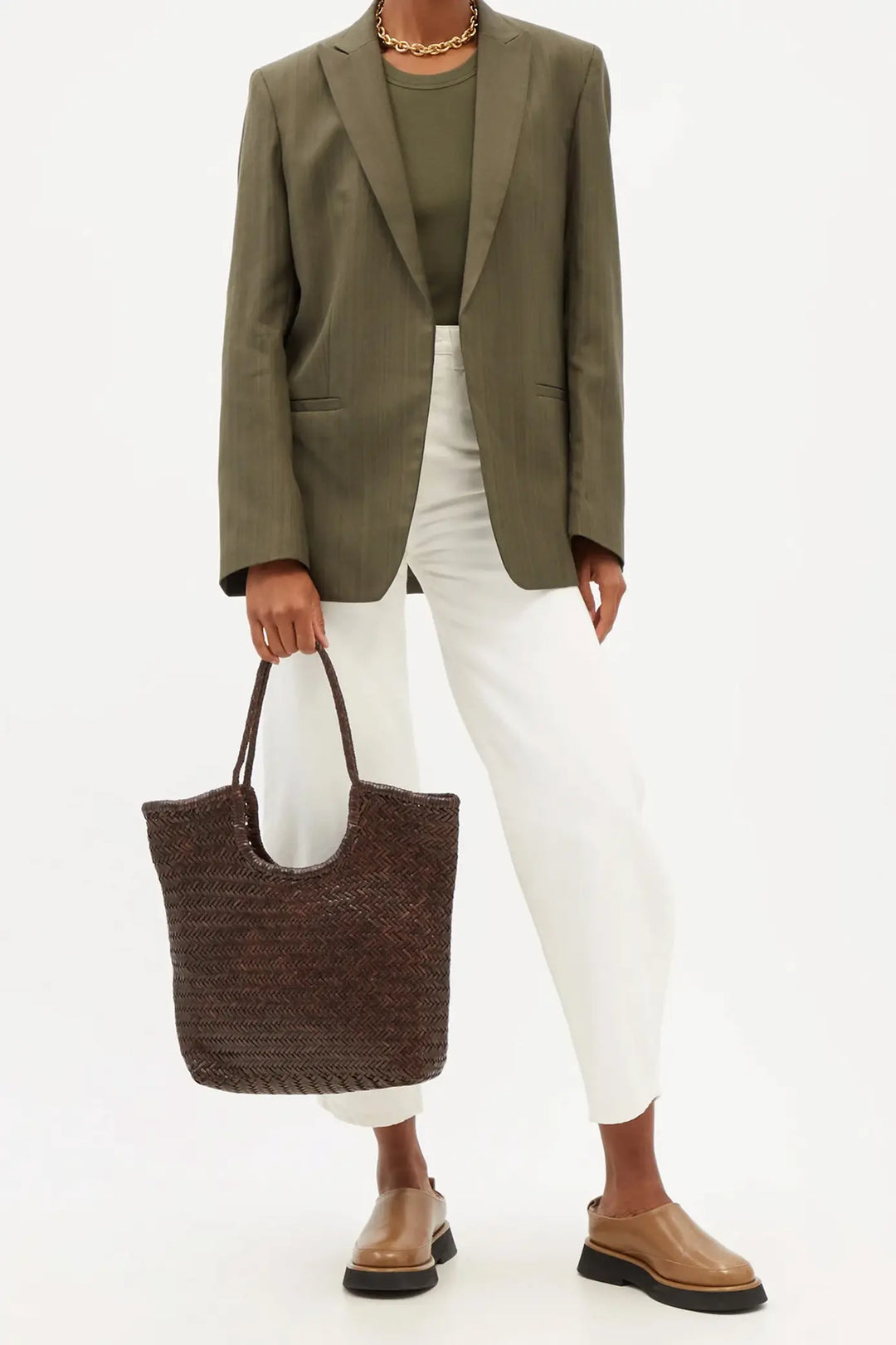 Dragon Diffusion - NS Diagonal Triple Jump Dark Brown - Woven Leather Bag Handmade