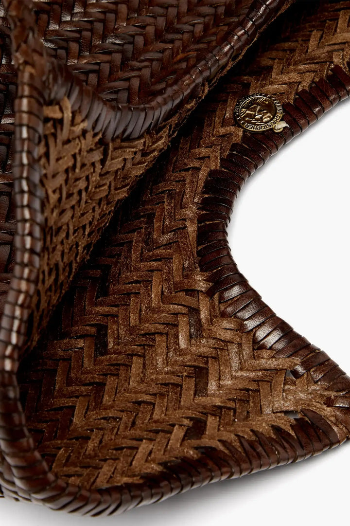 Dragon Diffusion - NS Diagonal Triple Jump Dark Brown - Woven Leather Bag Handmade