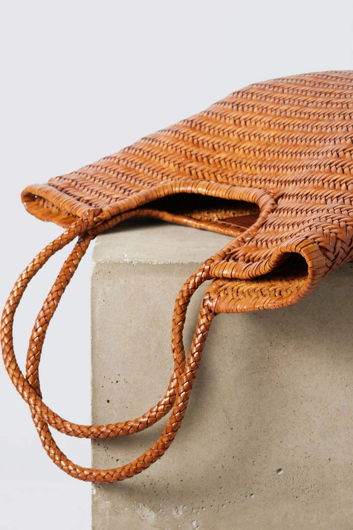 Dragon Diffusion - NS Diagonal Triple Jump Tan - Woven Leather Bag Handmade