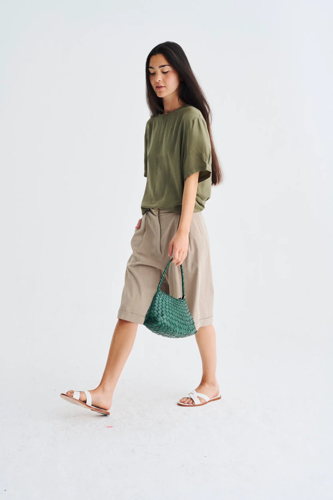 Dragon Diffusion - Woven Leather Bag Handmade - Rosanna Forest Green