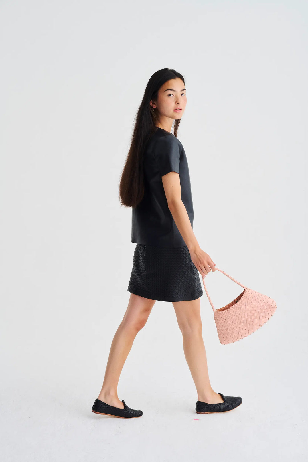 Dragon Diffusion - Woven Leather Bag Handmade - Rosanna Pastel Pink