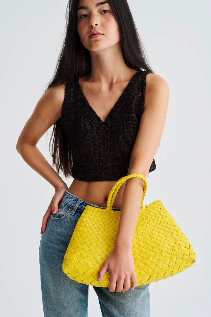 Dragon Diffusion - Santa Croce Small Yellow - Woven Leather Bag Handmade