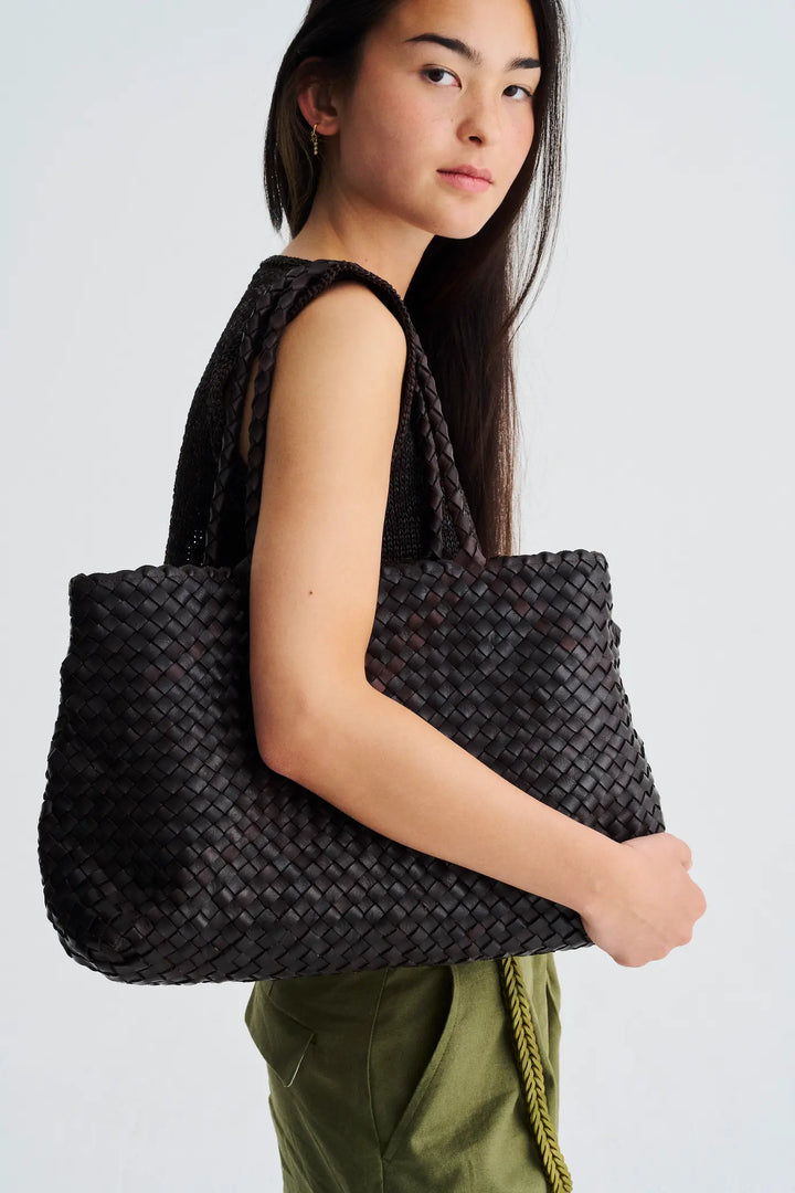 Dragon Diffusion - Vintage Mesh Tote Dark Brown - Leather Woven Bag Handmade