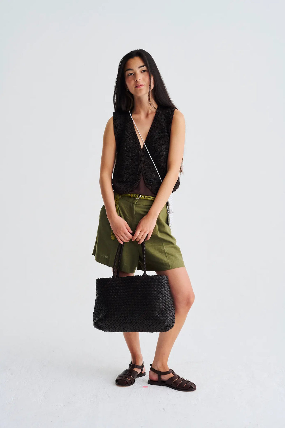 Dragon Diffusion - Vintage Mesh Tote Dark Brown - Leather Woven Bag Handmade