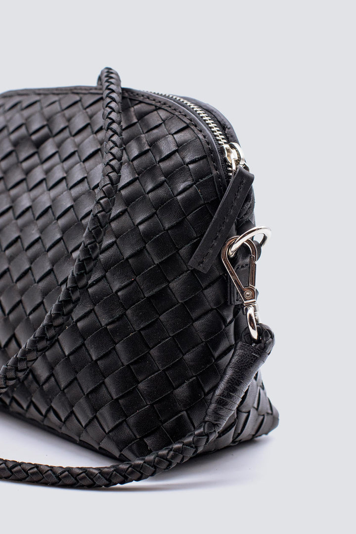 Dragon Diffusion woven leather bag handmade - Fellini Pochette Black