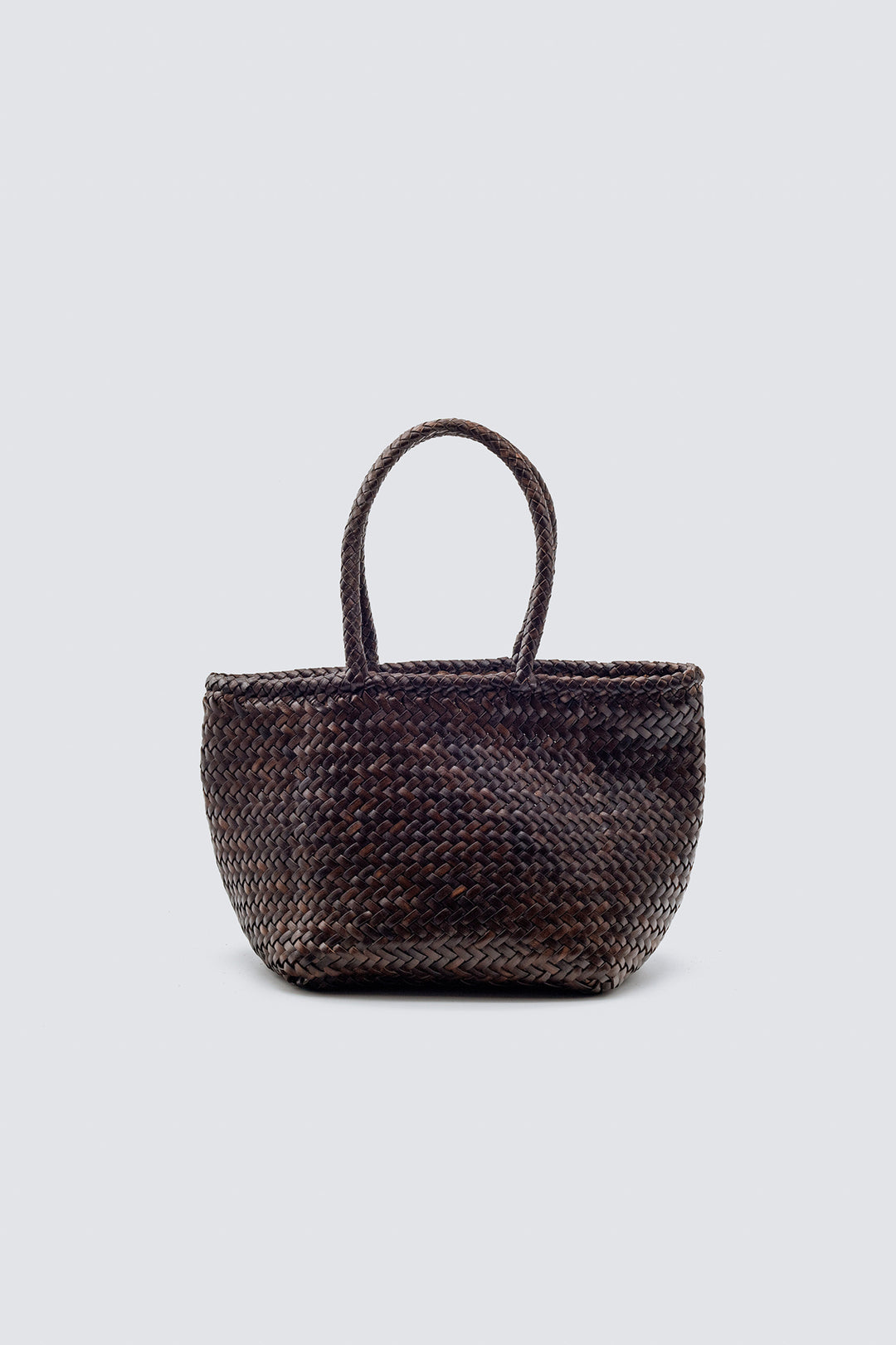 Dragon Diffusion woven leather bag handmade - Grace Basket Small Dark Brown