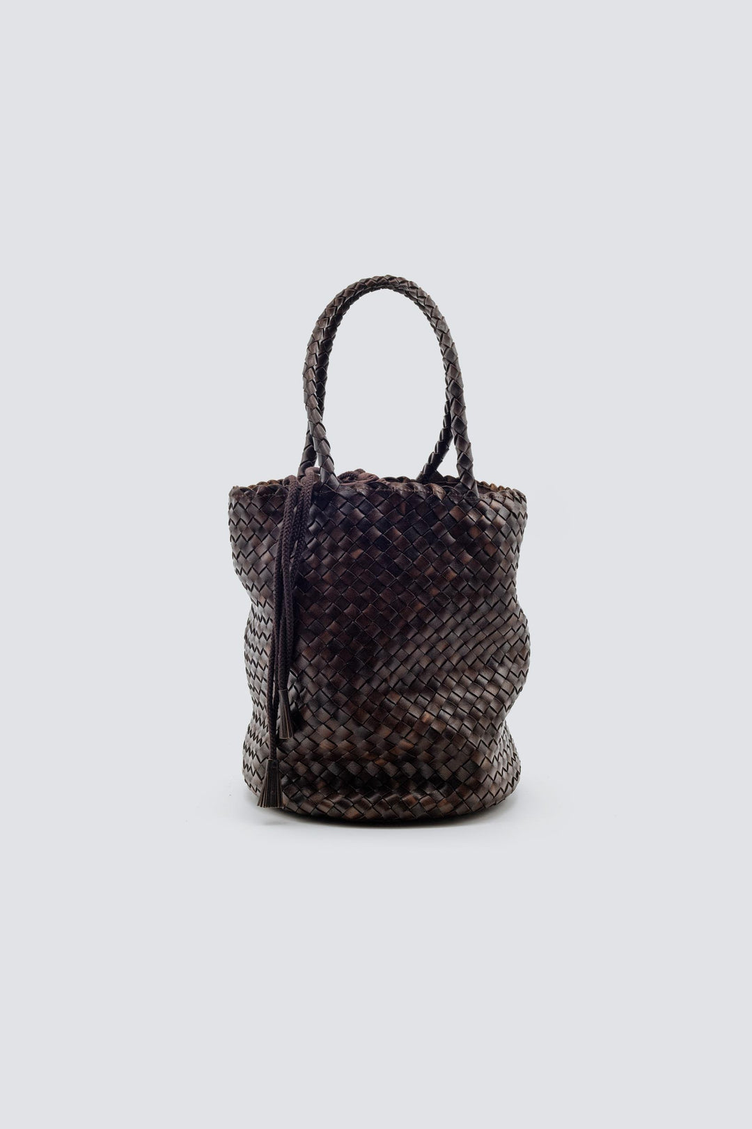 Dragon Diffusion woven leather bag handmade - Jackie Bucket Lining Dark Brown