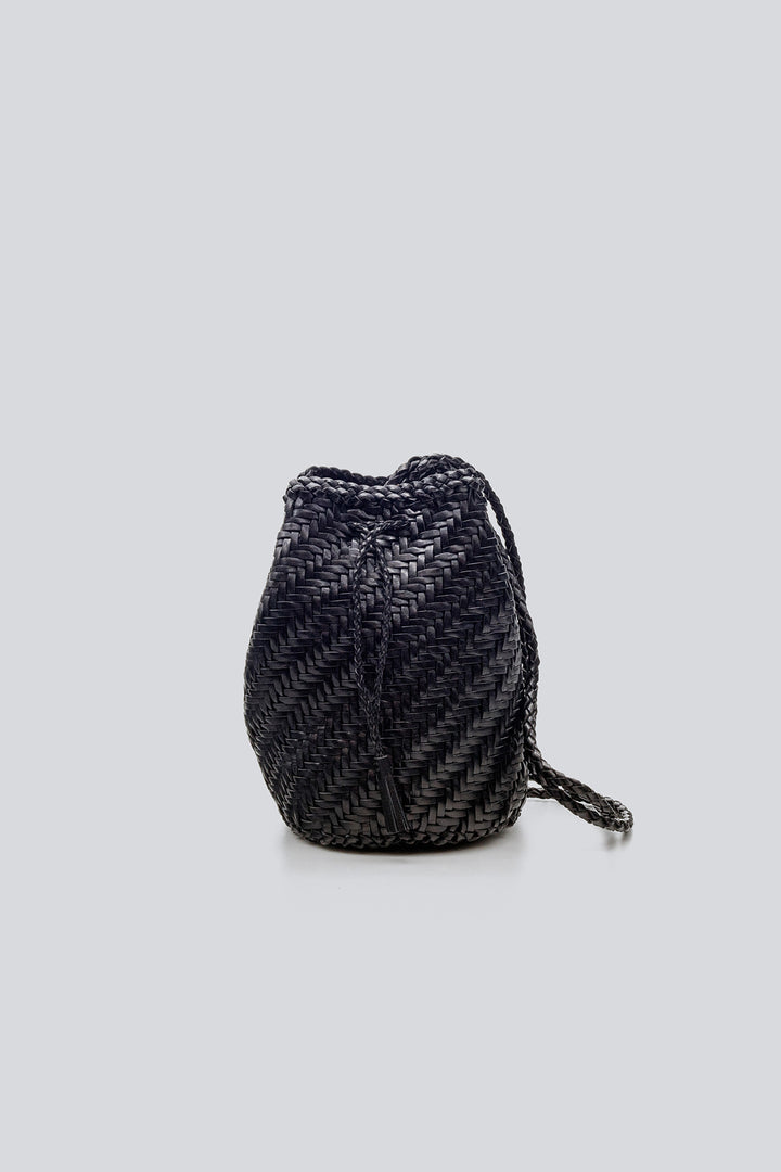 Dragon Diffusion woven leather bag handmade - Pompom Double Jump Black