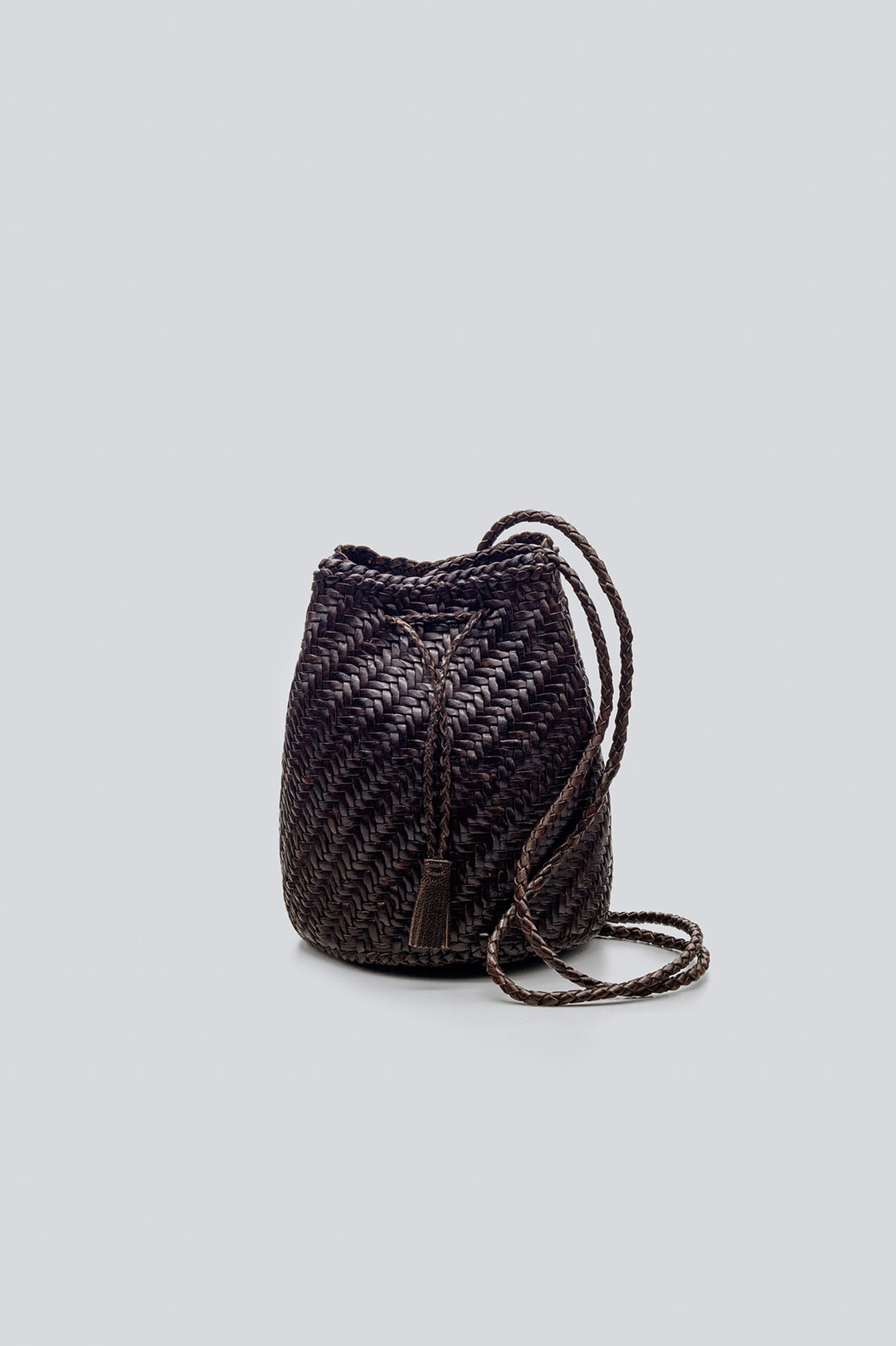 Dragon Diffusion woven leather bag handmade - Pompom Double Jump Dark Brown