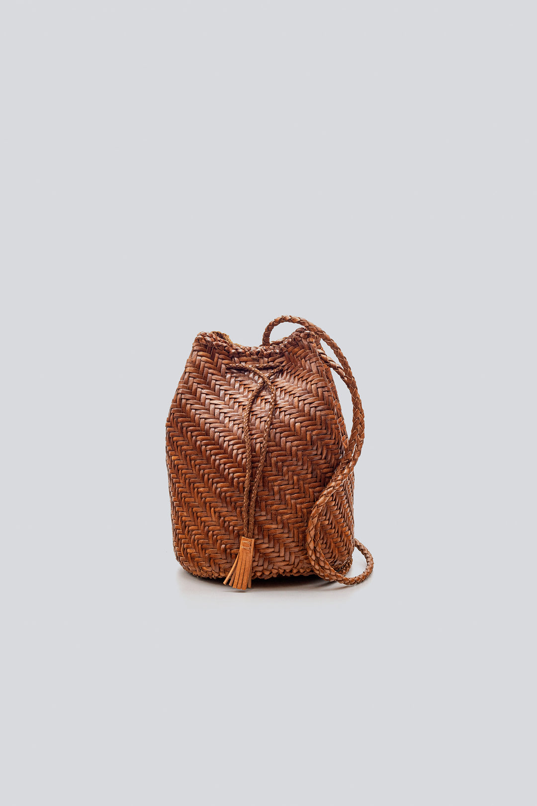 Dragon Diffusion woven leather bag handmade - Pompom Double Jump  Dark Tan