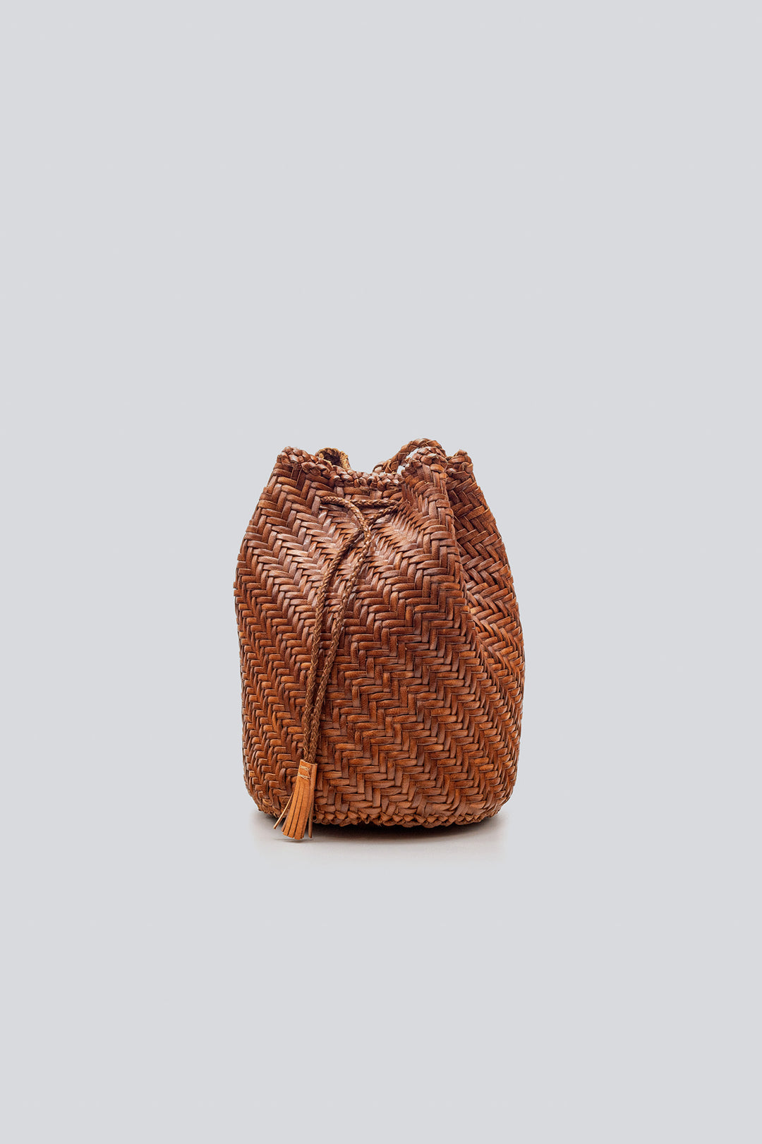 Dragon Diffusion woven leather bag handmade - Pompom Double Jump  Dark Tan