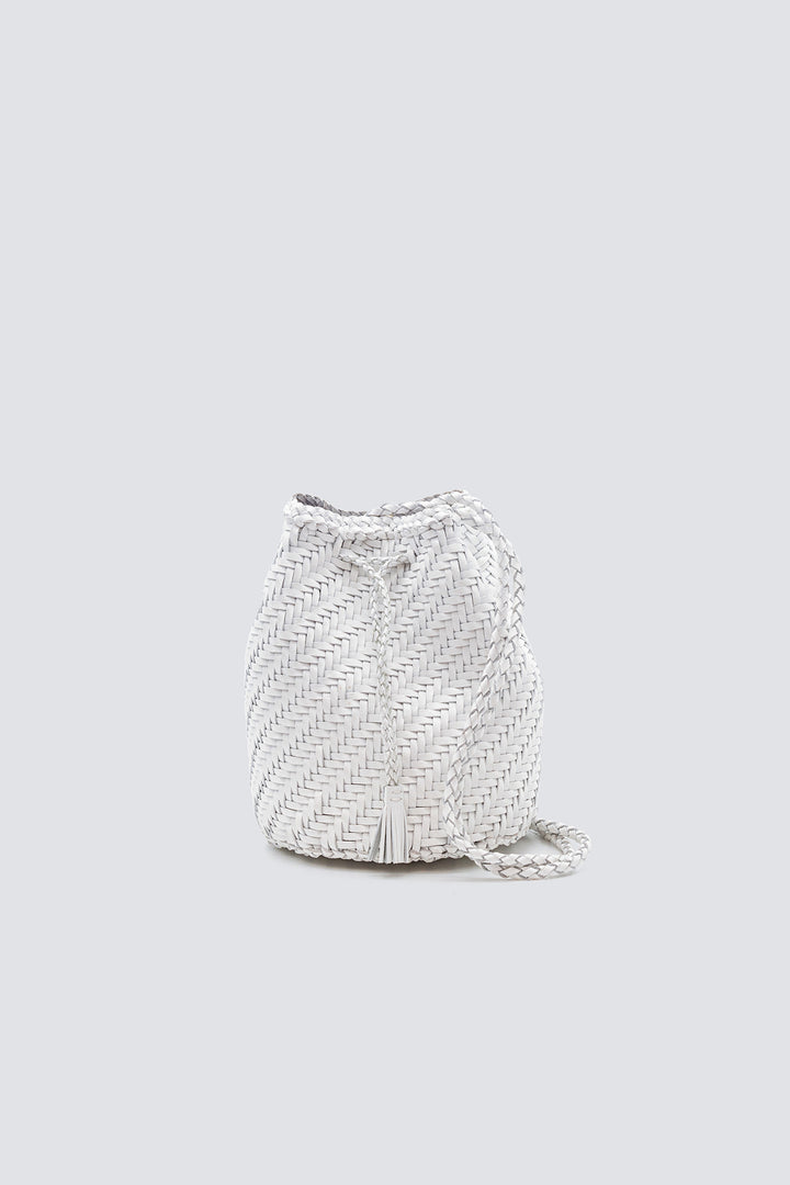 Dragon Diffusion woven leather bag handmade - Pompom Double Jump White