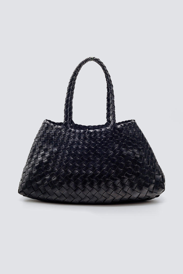 Dragon Diffusion woven leather bag handmade - Santa Croce Big Black