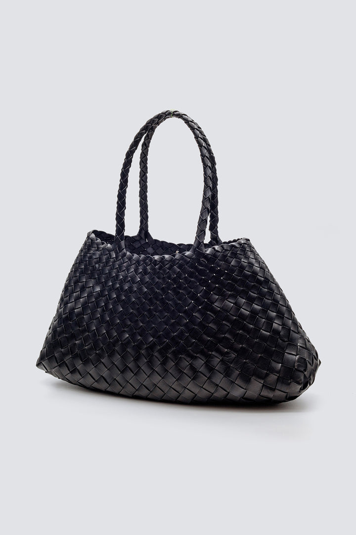 Dragon Diffusion woven leather bag handmade - Santa Croce Big Black