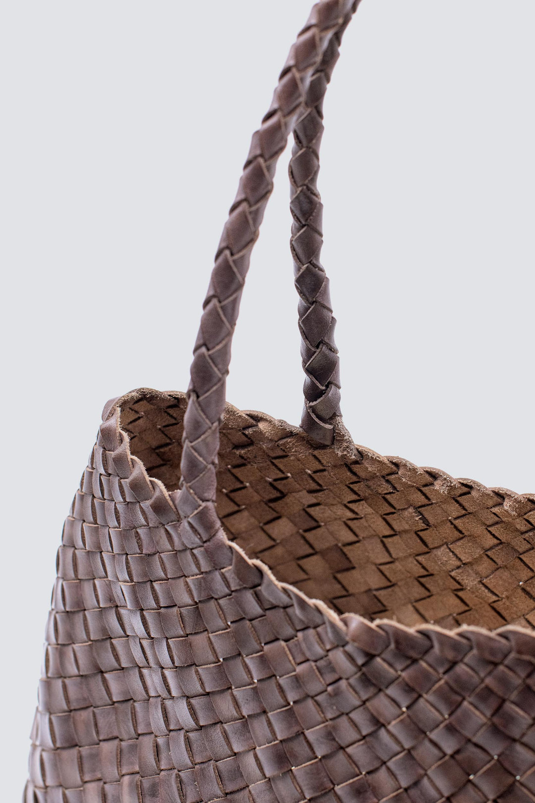 Dragon Diffusion woven leather bag handmade - Santa Croce Big Grey