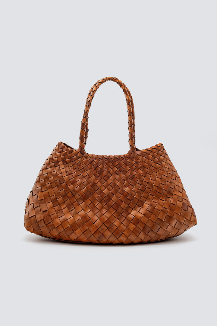 Dragon Diffusion woven leather bag handmade - Santa Croce Big Tan