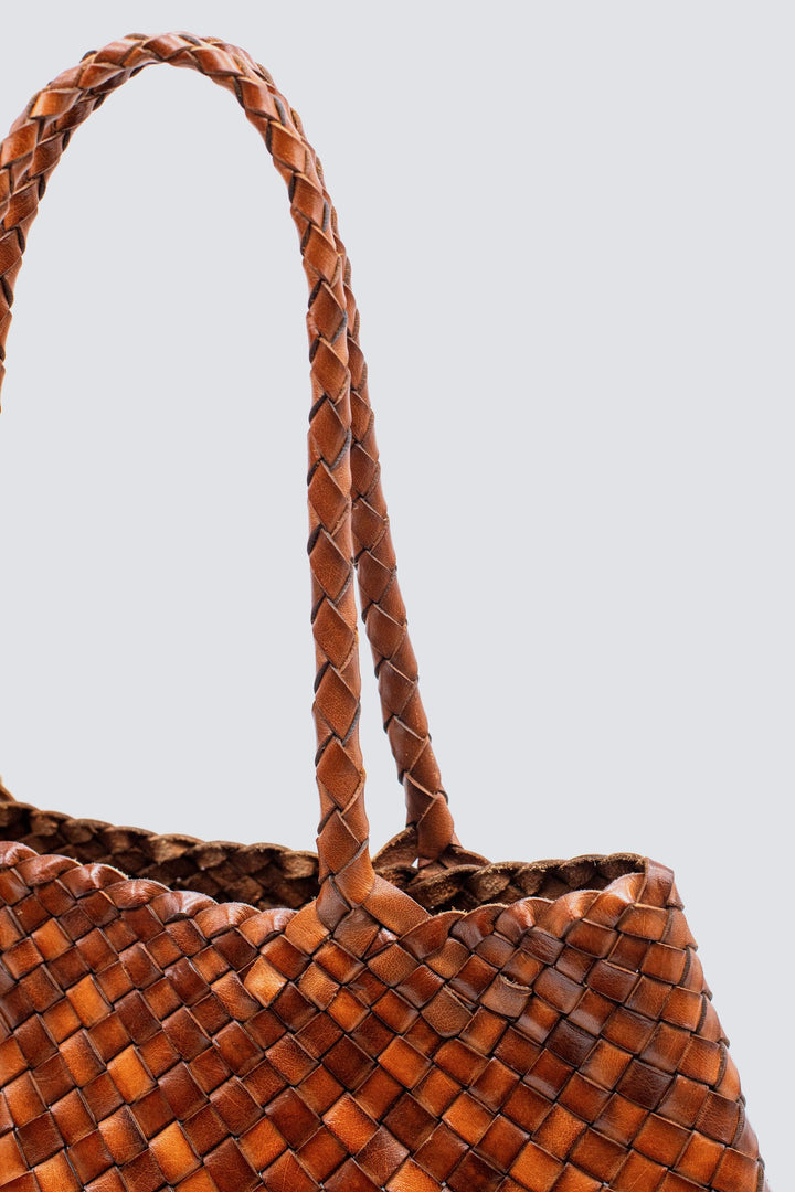 Dragon Diffusion - Santa Croce Big Tan - Woven Leather Bag Handmade