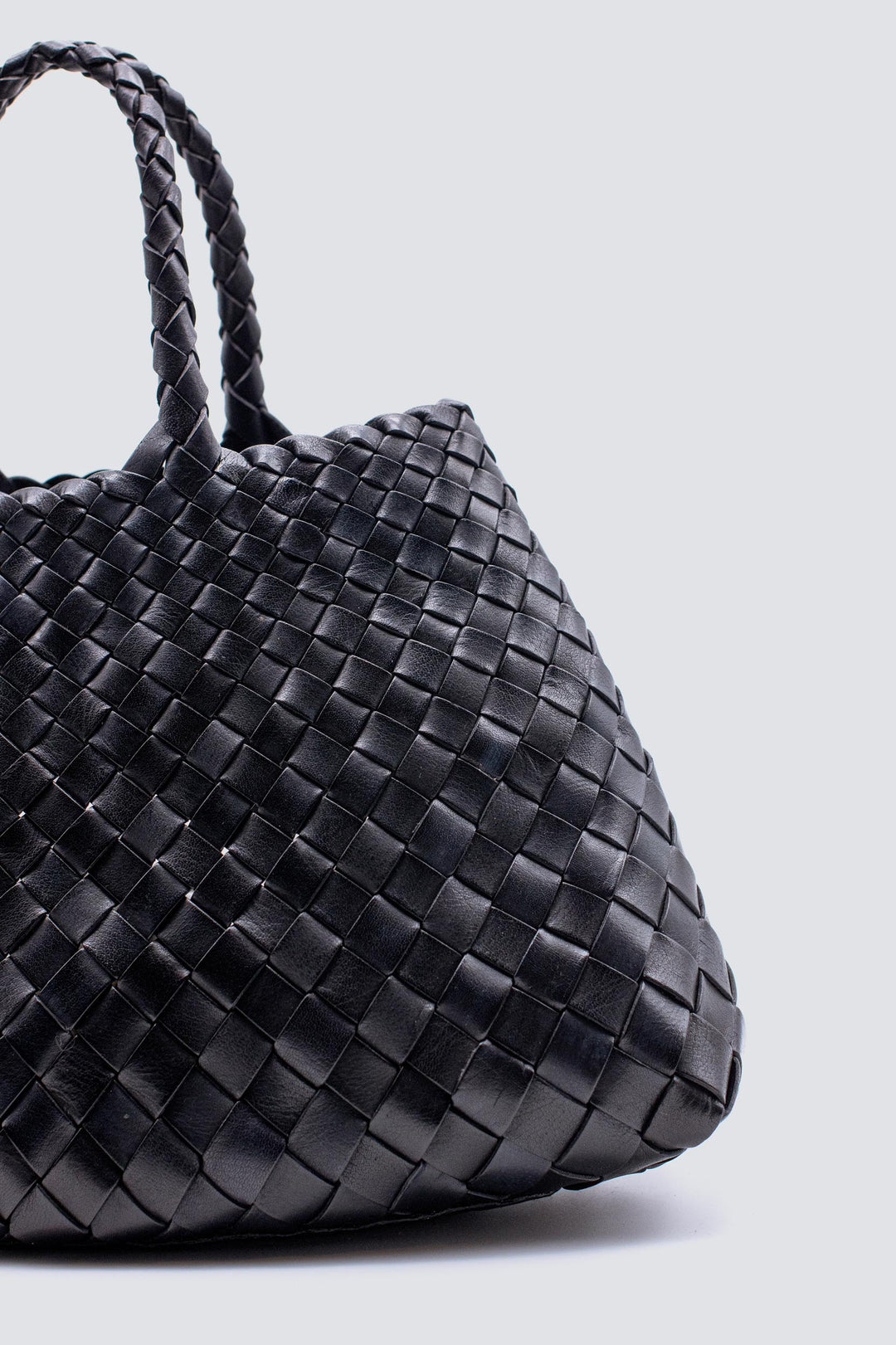 Dragon Diffusion - Santa Croce Small Black - Woven Leather Bag Handmade