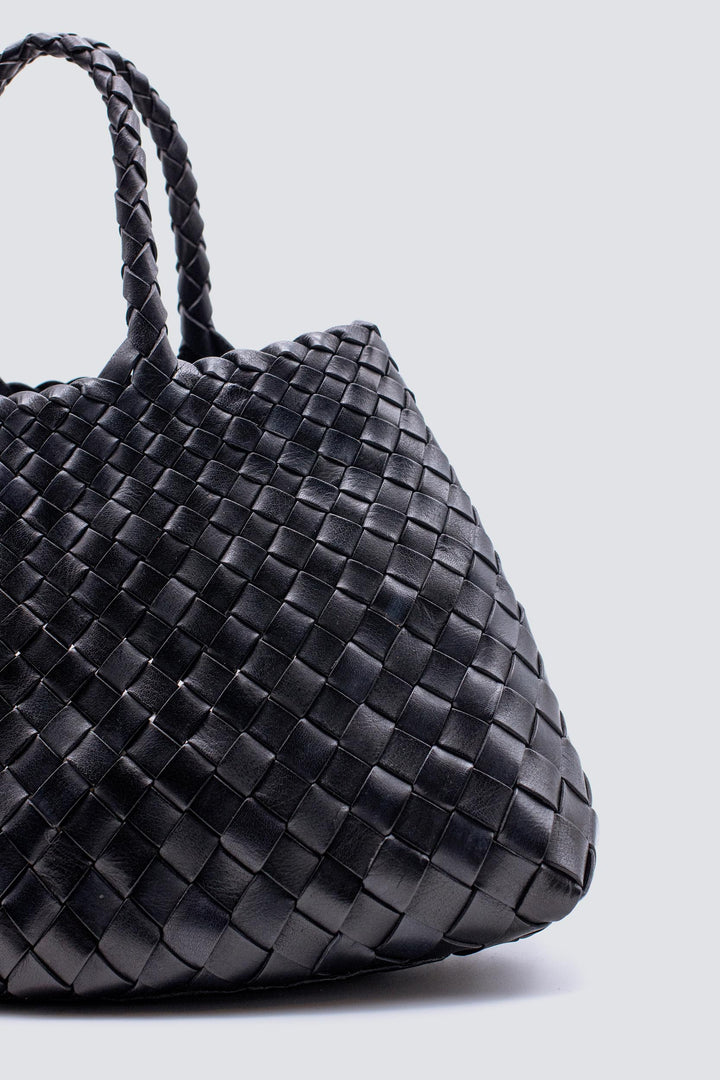Dragon Diffusion - Santa Croce Small Black - Woven Leather Bag Handmade