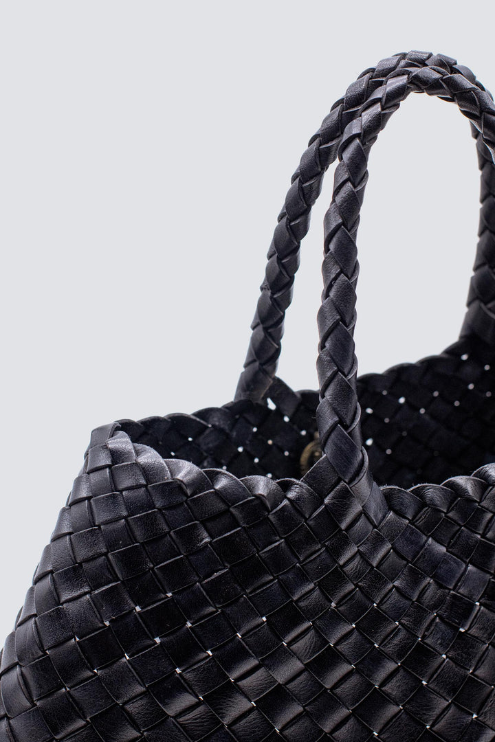 Dragon Diffusion - Santa Croce Small Black - Woven Leather Bag Handmade