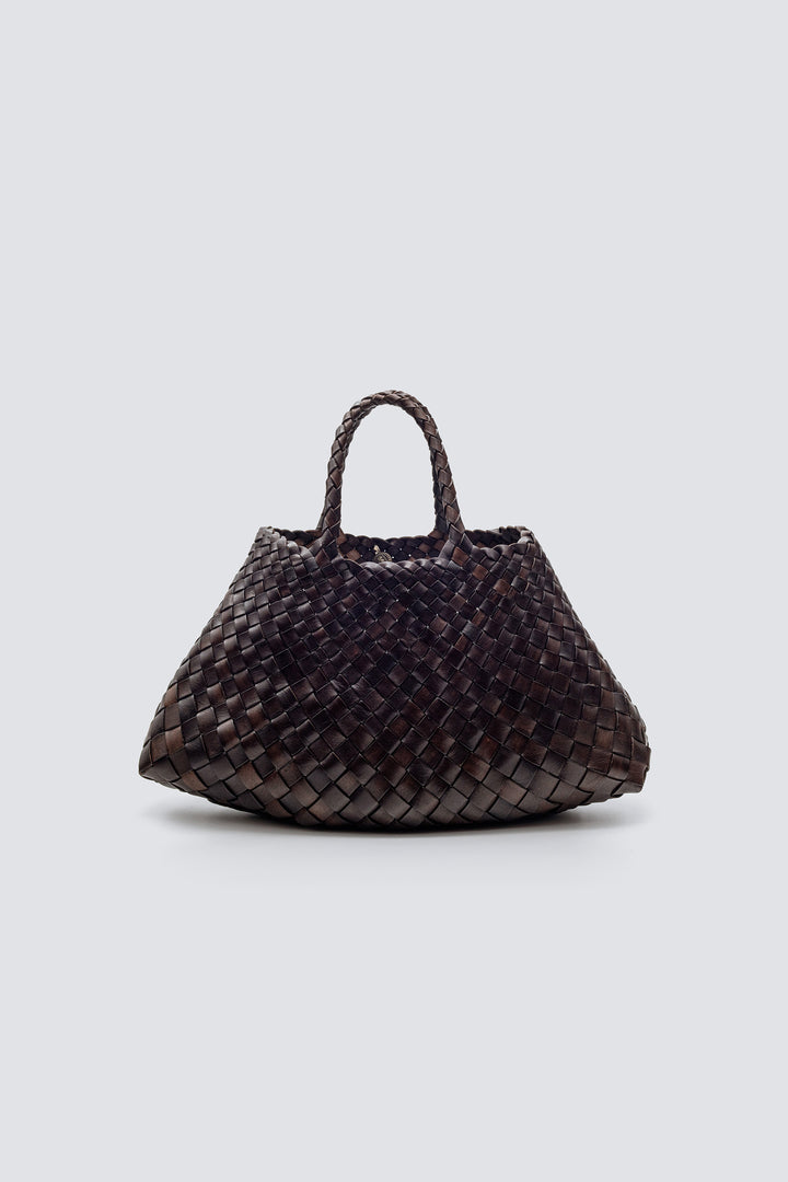 Dragon Diffusion woven leather bag handmade - Santa Croce Small Dark Brown