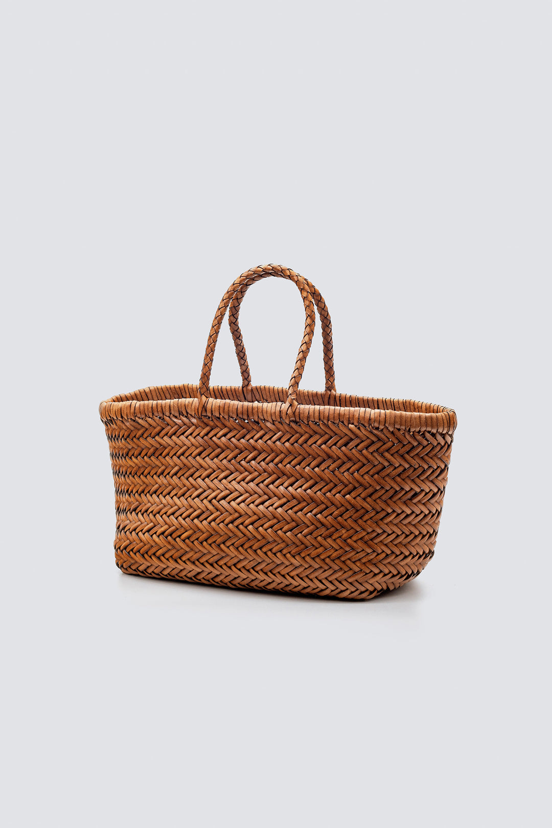Dragon Diffusion woven leather bag handmade - Triple Jump Small Tan Black Edge