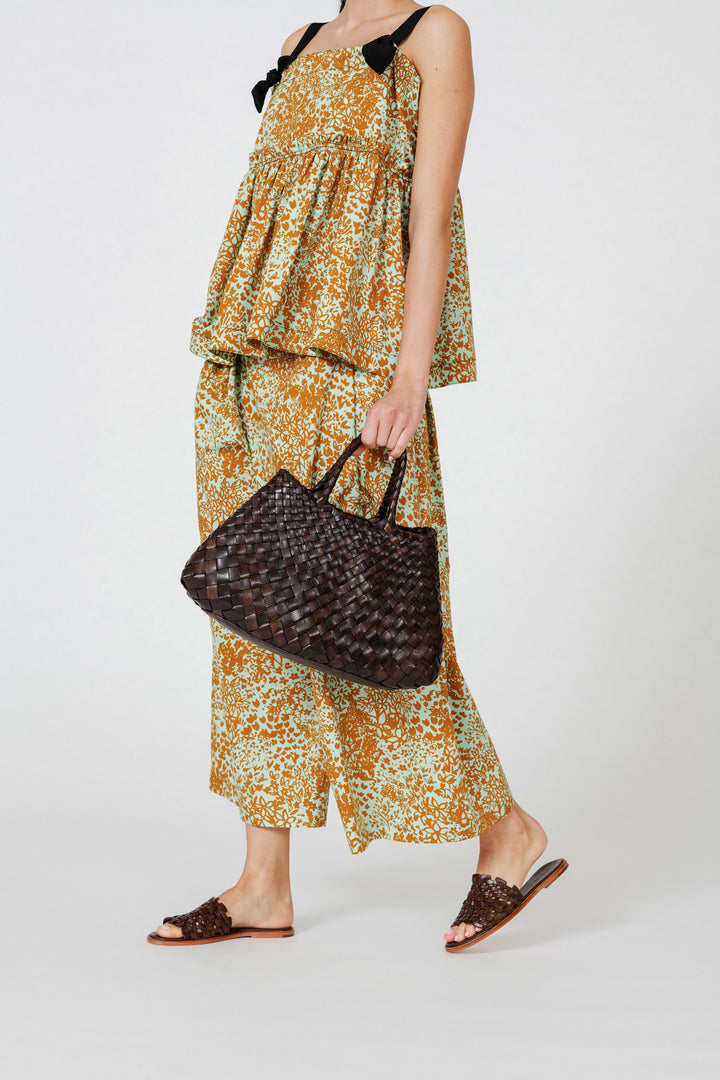 Dragon Diffusion woven leather bag handmade - Santa Croce Small Dark Brown