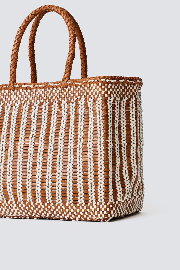 Dragon Diffusion woven leather bag handmade - Bali Big Tan White