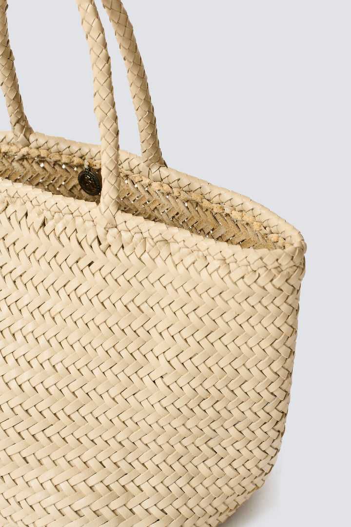 Dragon Diffusion woven leather bag handmade - Grace Basket Small Pearl