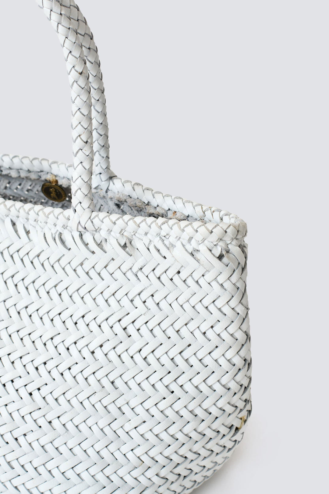 Dragon Diffusion woven leather bag handmade - Grace Basket Small White