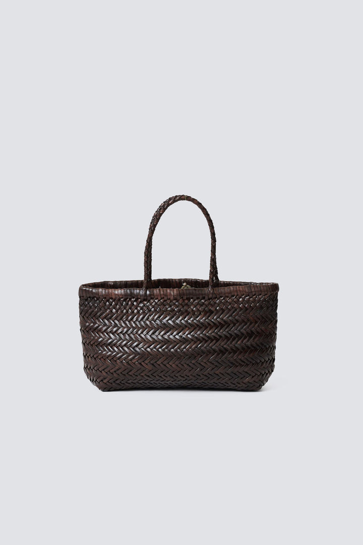 Dragon Diffusion woven leather bag handmade - Mini Flat Gora Dark Brown