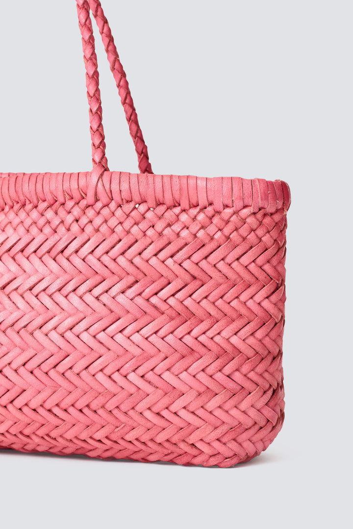 Dragon Diffusion woven leather bag handmade - Mini Flat Gora Pink