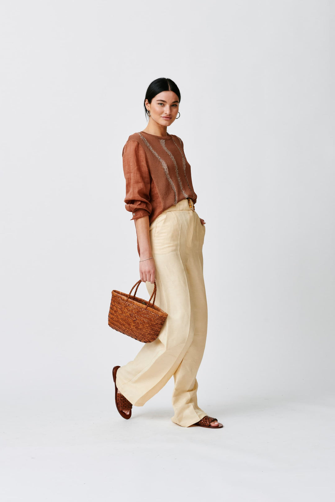 Dragon Diffusion woven leather bag handmade - Mini Flat Gora Tan