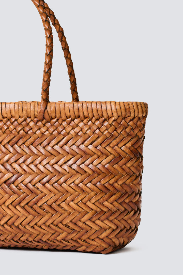 Dragon Diffusion woven leather bag handmade - Mini Flat Gora Tan
