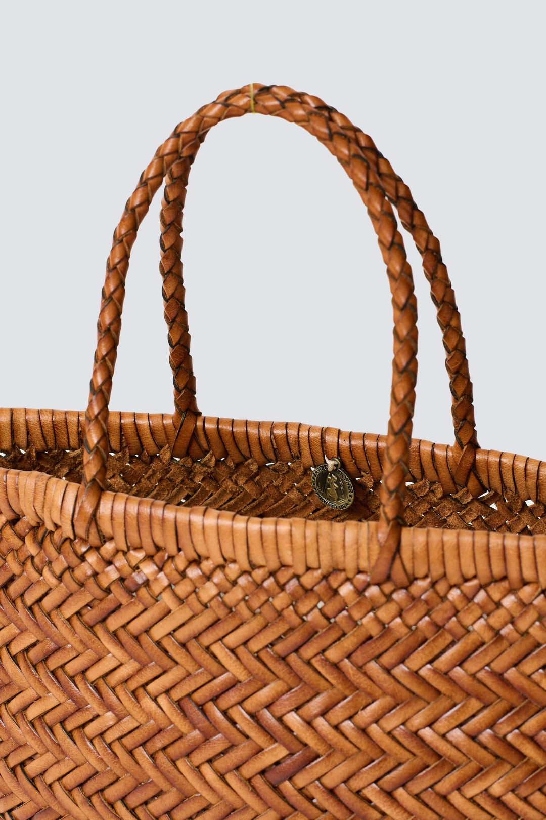 Dragon Diffusion woven leather bag handmade - Mini Flat Gora Tan