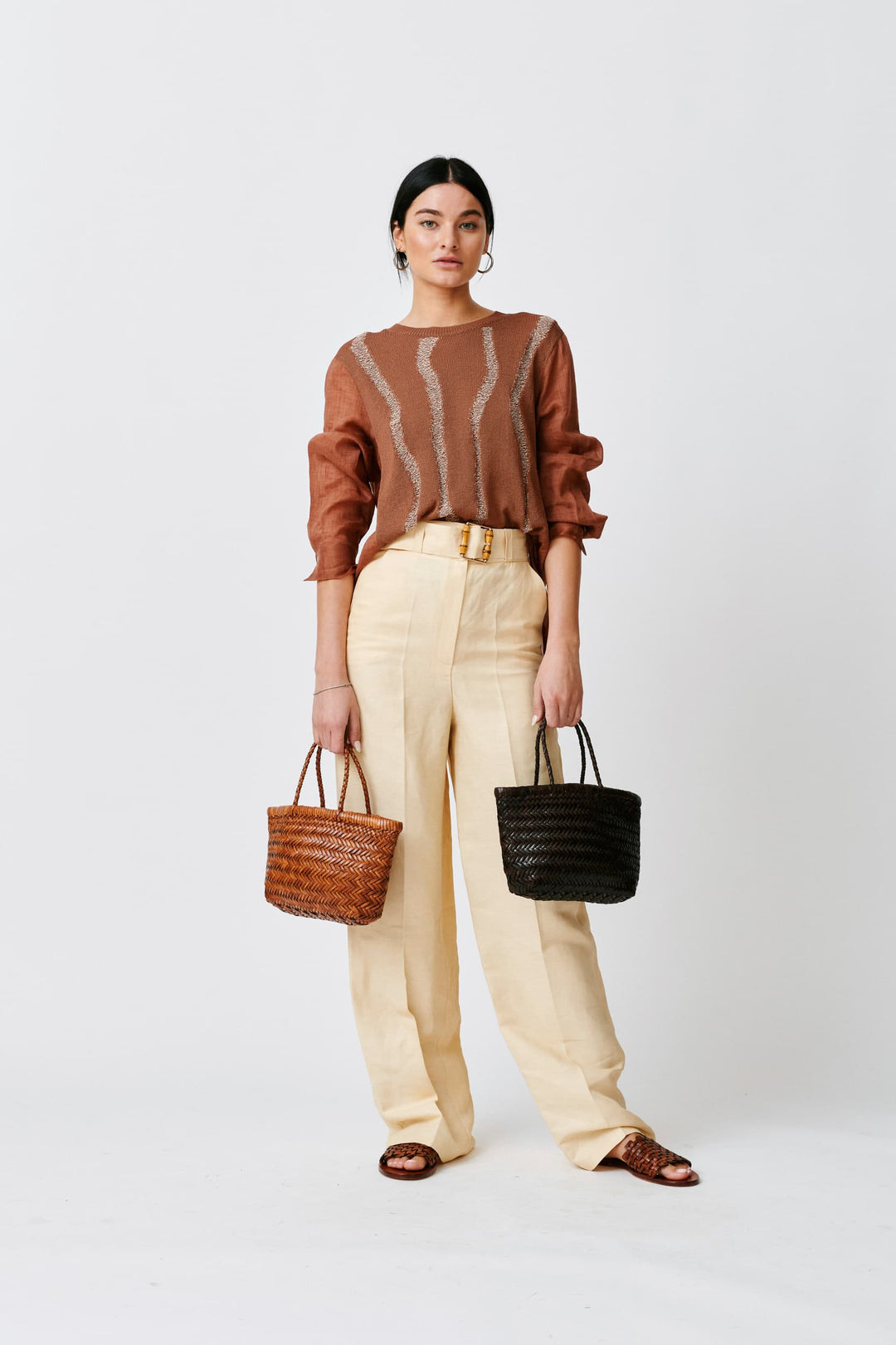 Dragon Diffusion woven leather bag handmade - Mini Flat Gora Tan