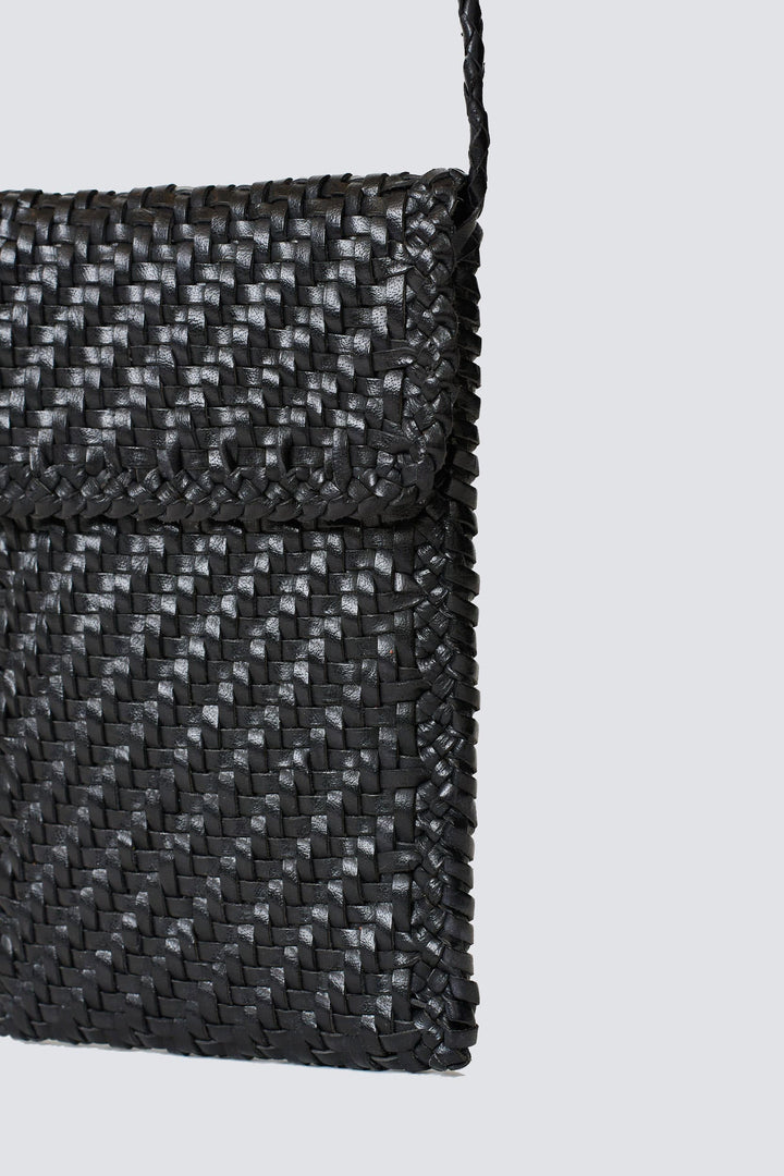 Dragon Diffusion woven leather bag handmade - Phone Crossbody Black