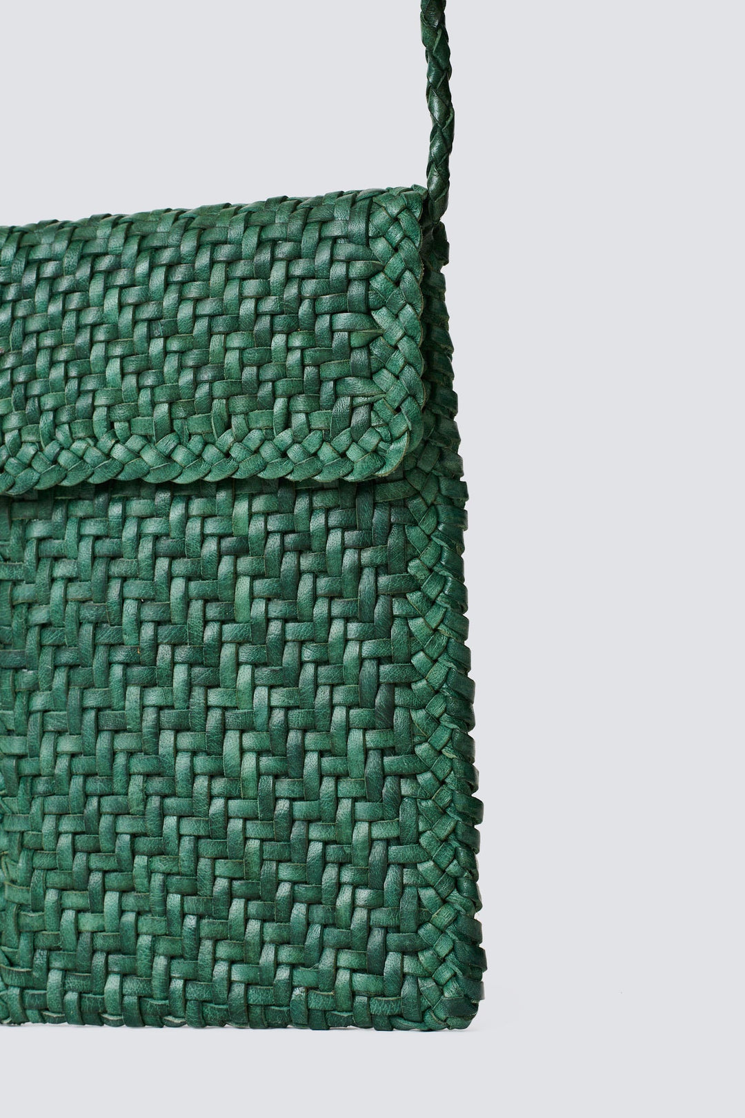 Dragon Diffusion woven leather bag handmade - Phone Crossbody Forest Green