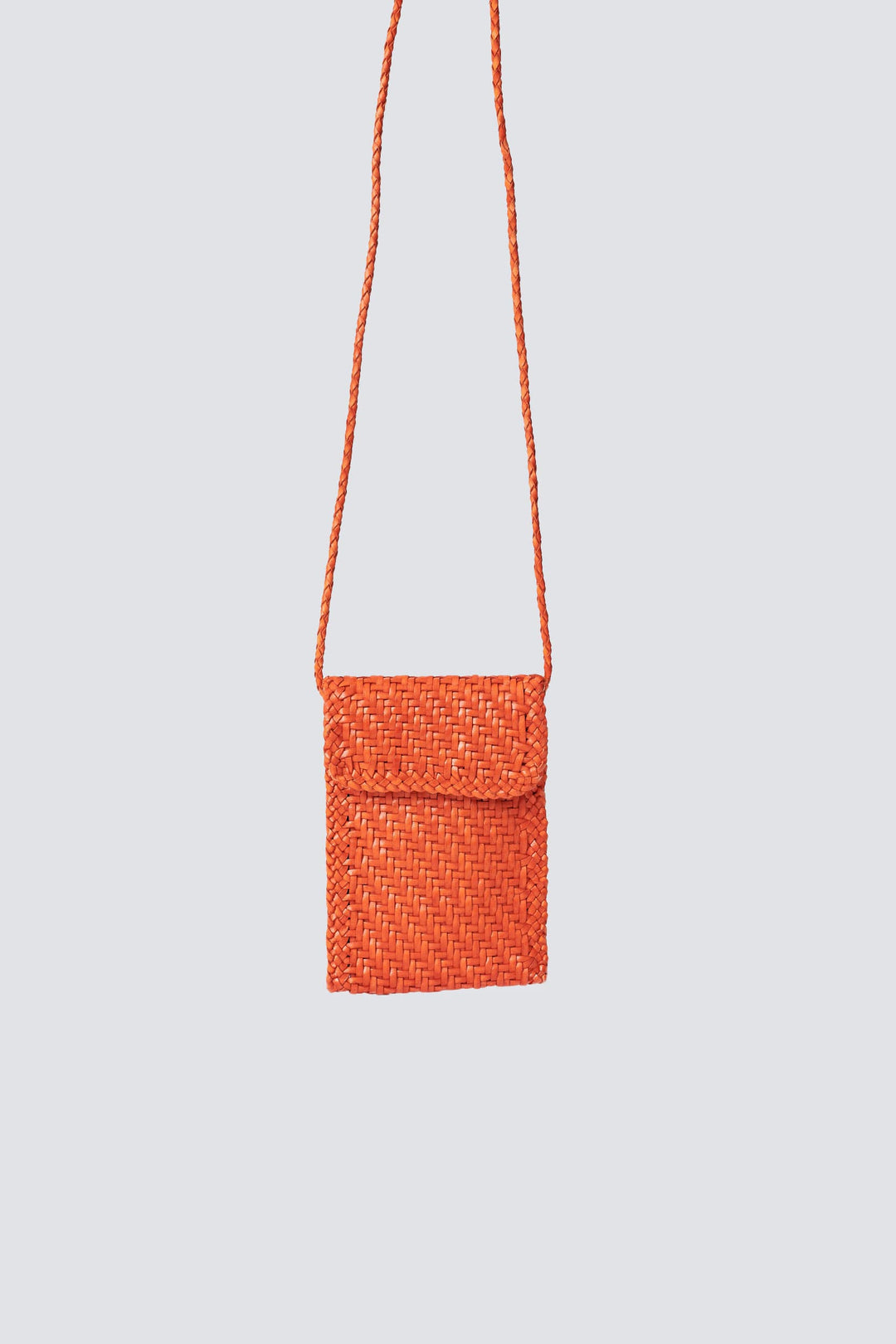 Dragon Diffusion woven leather bag handmade - Phone Crossbody Orange