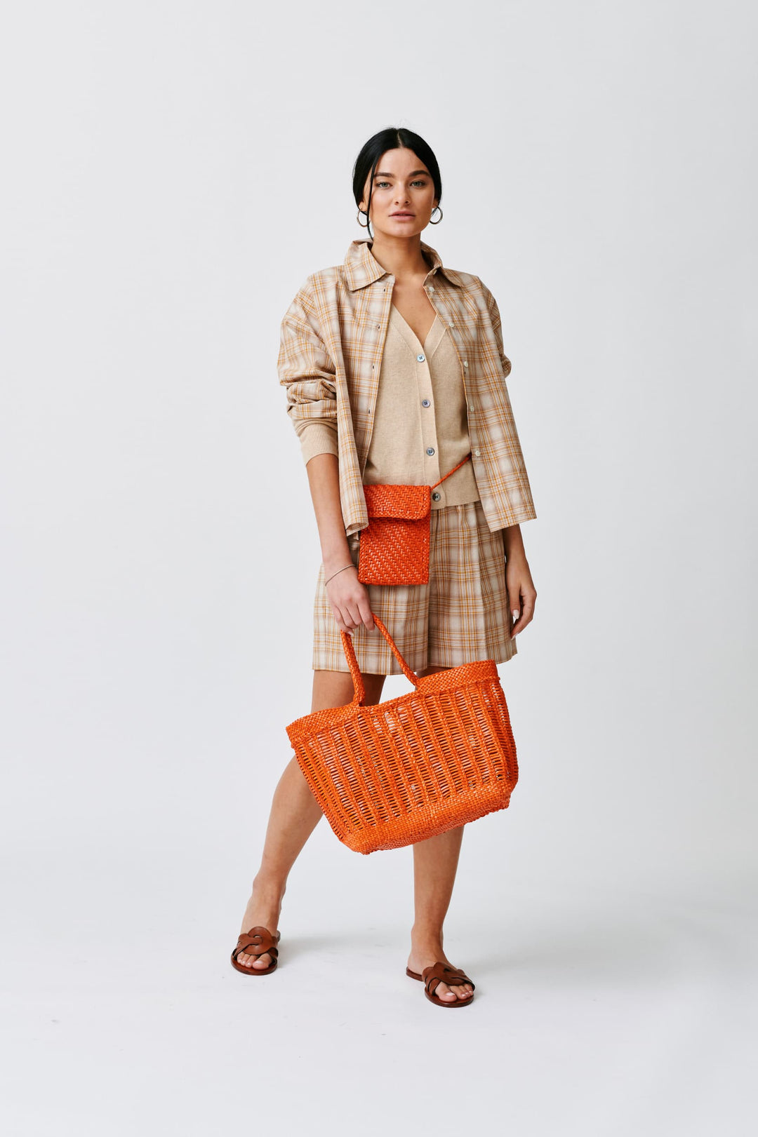 Dragon Diffusion woven leather bag handmade - Phone Crossbody Orange