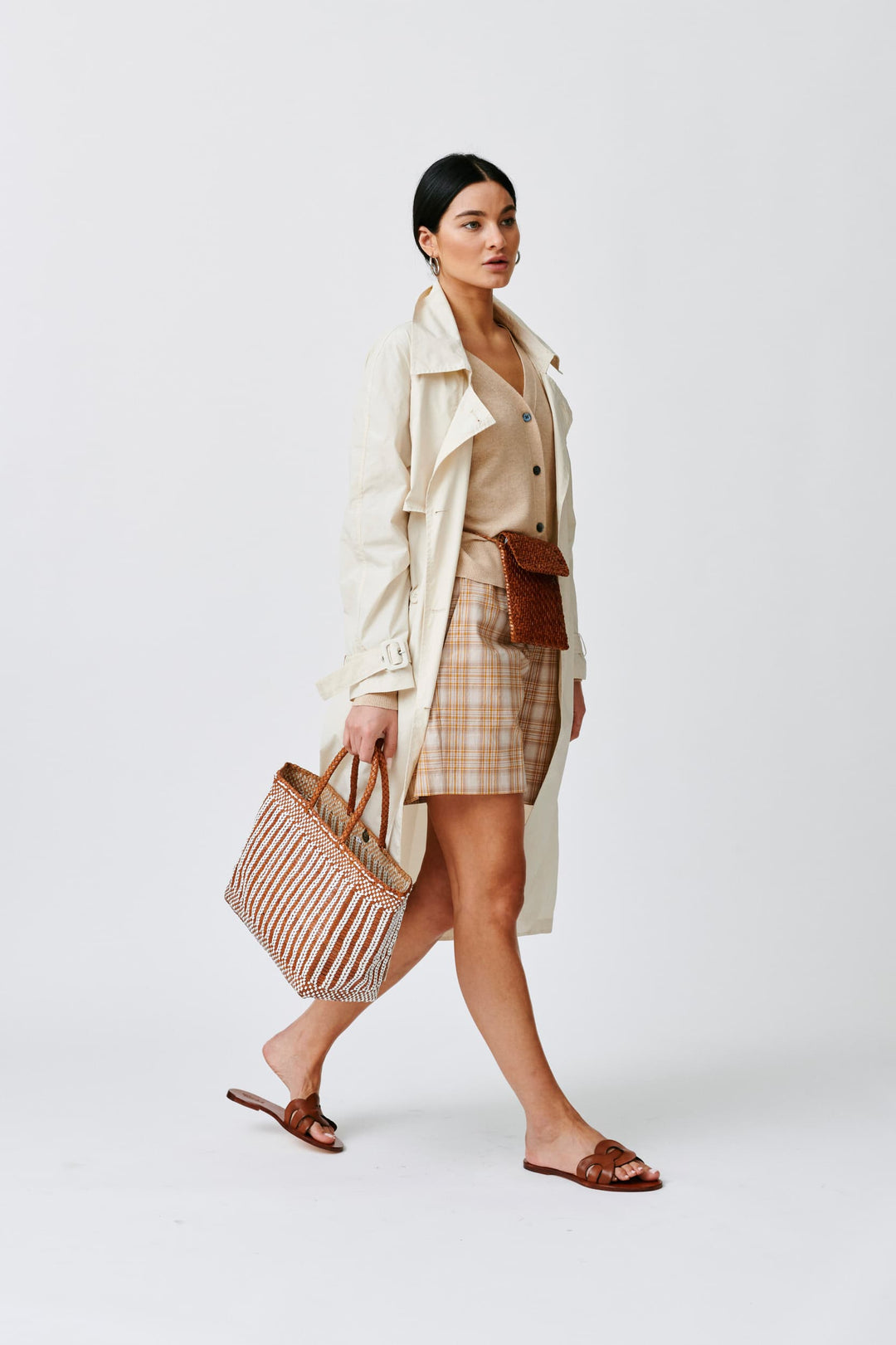 Dragon Diffusion woven leather bag handmade - Phone Crossbody Tan