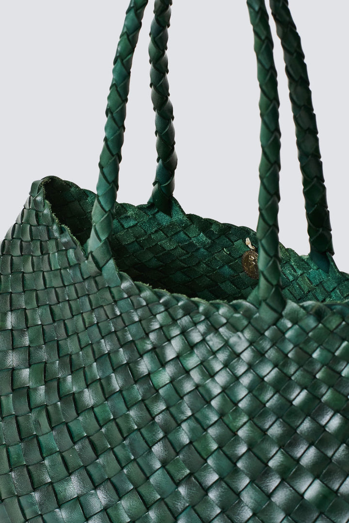 Dragon Diffusion woven leather bag handmade - Santa Croce Forest Green