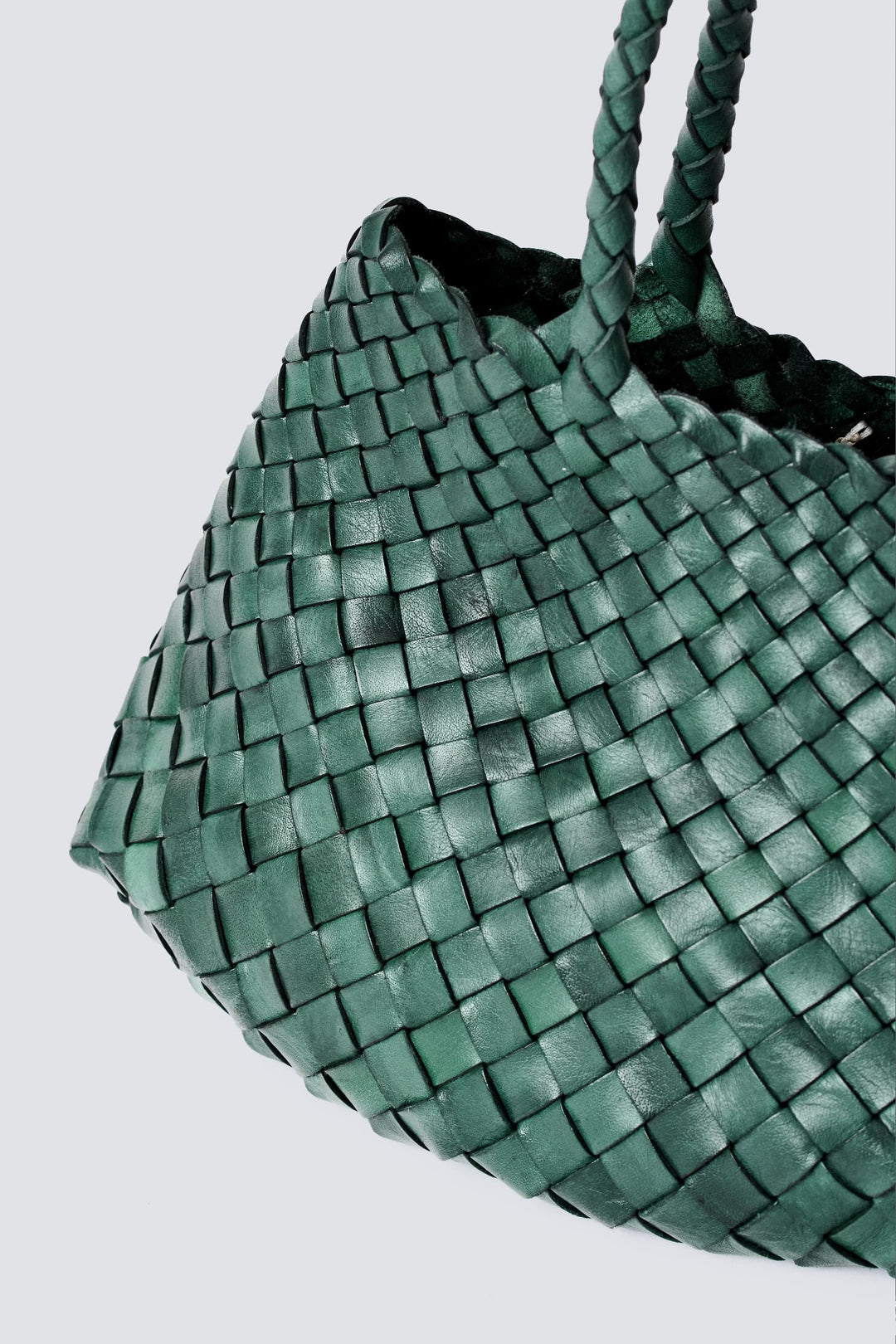 Dragon Diffusion woven leather bag handmade - Santa Croce Small Forest Green