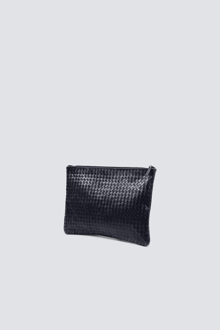 Dragon Diffusion woven leather bag handmade - A4 Pochette Black