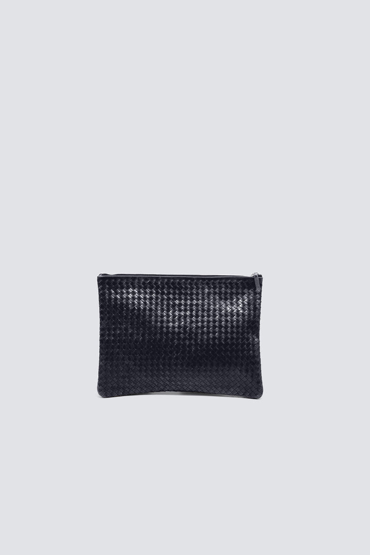 Dragon Diffusion woven leather bag handmade - A4 Pochette Black